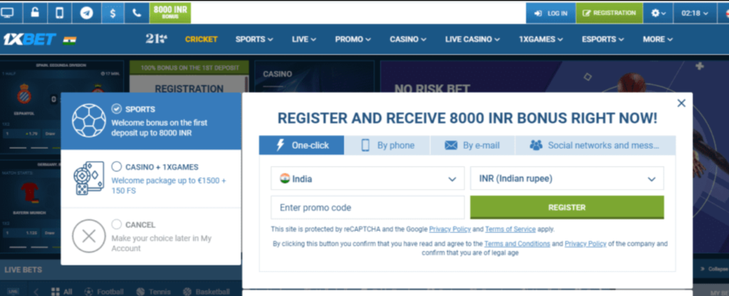 1xBet India Registration
